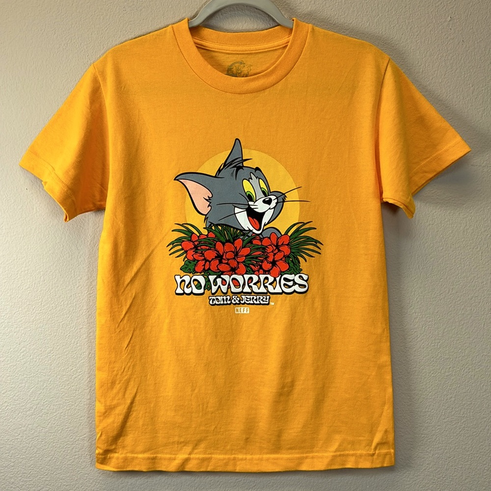 Neff x Tom & Jerry No Worries Goldenrod Yellow Short Sleeve Tee, Sz S